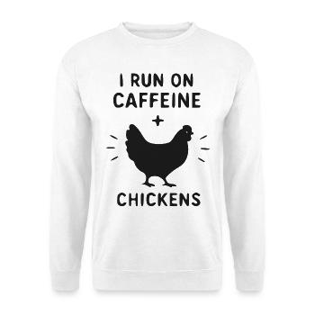 Kaffeehuhn Motiv: Koffein Power - Unisex Pullover - Weiß - Vorne - Alina (178cm) & Michal (187cm)