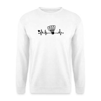 Badminton Herzschlag - Unisex Pullover - Weiß - Vorne - Alina (178cm) & Michal (187cm)