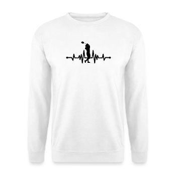 Badmintonspieler Heartbeat - Unisex Pullover - Weiß - Vorne - Alina (178cm) & Michal (187cm)