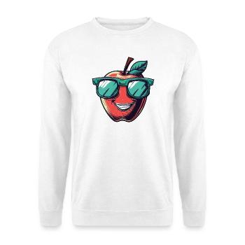Lachender Apfel mit grüner Sonnenbrille - Unisex Pullover - Weiß - Vorne - Alina (178cm) & Michal (187cm)
