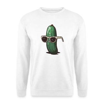 Coole Gurke mit Sonnenbrille - Unisex Pullover - Weiß - Vorne - Alina (178cm) & Michal (187cm)