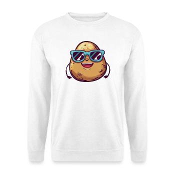 Lachende Kartoffel mit Sonnenbrille - Unisex Pullover - Weiß - Vorne - Alina (178cm) & Michal (187cm)