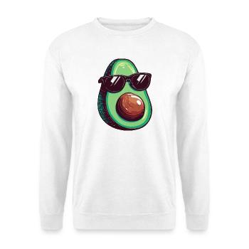 Avocado mit dunkler Sonnenbrille - Unisex Pullover - Weiß - Vorne - Alina (178cm) & Michal (187cm)