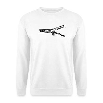 Reißverschluss handgezeichnet - Unisex Pullover - Weiß - Vorne - Alina (178cm) & Michal (187cm)