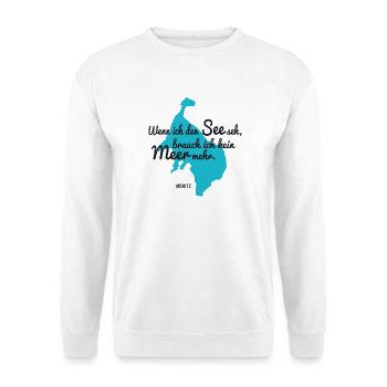 Wenn ich den See seh, brauch ich kein Meer- Müritz - Unisex Pullover - Weiß - Vorne - Alina (178cm) & Michal (187cm)