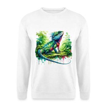 Chinesische Wasseragame Geschenk - Unisex Pullover - Weiß - Vorne - Alina (178cm) & Michal (187cm)