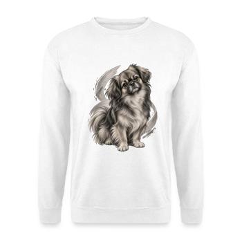 Tibetischer Spaniel - Unisex Pullover - Weiß - Vorne - Alina (178cm) & Michal (187cm)