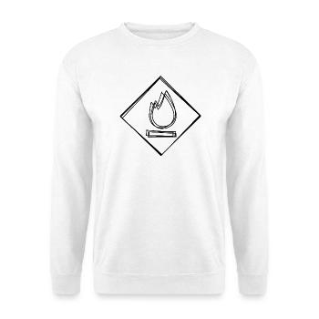 Gefahrensymbol Flamme handgezeichnet - Unisex Pullover - Weiß - Vorne - Alina (178cm) & Michal (187cm)