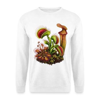 Fleischfressende Pflanzen - Unisex Pullover - Weiß - Vorne - Alina (178cm) & Michal (187cm)