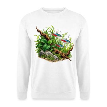 Aquascaping Neonsalmler - Unisex Pullover - Weiß - Vorne - Alina (178cm) & Michal (187cm)