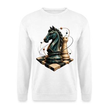 Schach Springer und Turm - Unisex Pullover - Weiß - Vorne - Alina (178cm) & Michal (187cm)