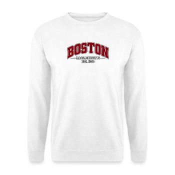 Boston - Massachusetts - Amerika - USA - Unisex Pullover - Weiß - Vorne - Alina (178cm) & Michal (187cm)