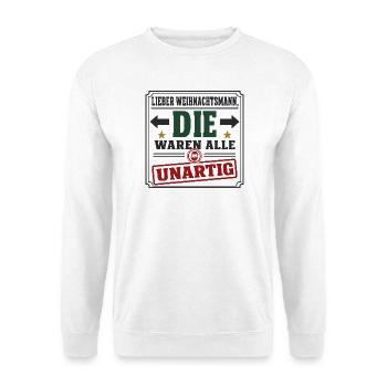 Lieber Weihnachtsmann – Winter Spaß - Unisex Pullover - Weiß - Vorne - Alina (178cm) & Michal (187cm)