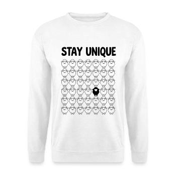Schwarzes Schaf Stay Unique - Unisex Pullover - Weiß - Vorne - Alina (178cm) & Michal (187cm)