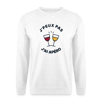 Ich kann nicht, ich habe einen Aperitif – humorvolles T-Shirt - Unisex Pullover - Weiß - Vorne - Alina (178cm) & Michal (187cm)