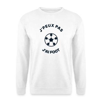 I Can't I Have Football – Humorvolles Fußballer-Geschenk - Unisex Pullover - Weiß - Vorne - Alina (178cm) & Michal (187cm)