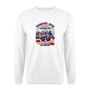 Frankfurt Festive Wonderland Banking Analysts On - Unisex Pullover - Weiß - Vorne - Alina (178cm) & Michal (187cm)
