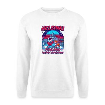 Helsinki Finland Merry Christmas Retro Holidays - Unisex Pullover - Weiß - Vorne - Alina (178cm) & Michal (187cm)