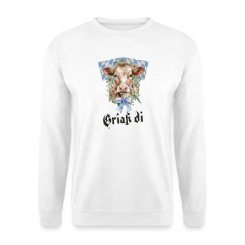 Griaß di – Bayerische Kuh - Unisex Pullover - Weiß - Vorne - Alina (178cm) & Michal (187cm)