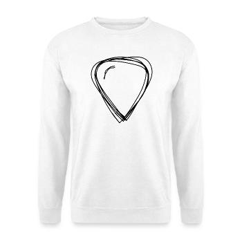 Plektrum handgezeichnet - Unisex Pullover - Weiß - Vorne - Alina (178cm) & Michal (187cm)