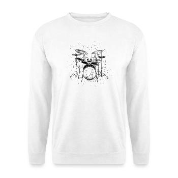 Schlagzeug - Unisex Pullover - Weiß - Vorne - Alina (178cm) & Michal (187cm)