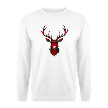Tartan-Karo-Hirschkopf-Silhouette - Unisex Pullover - Weiß - Vorne - Alina (178cm) & Michal (187cm)