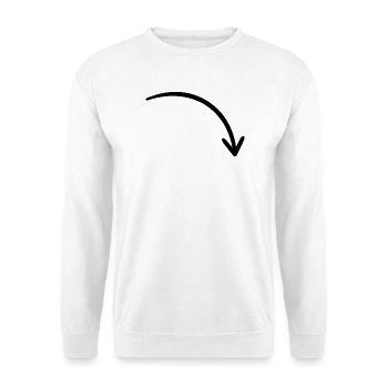 Bogenpfeil nach rechts unten - handgezeichnet - Unisex Pullover - Weiß - Vorne - Alina (178cm) & Michal (187cm)