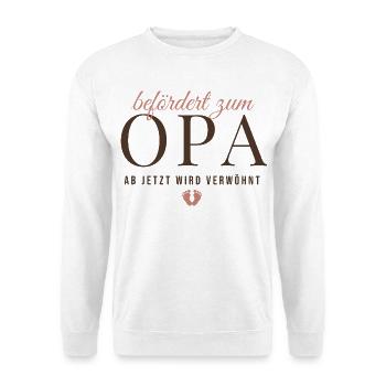 Befördert zum Opa – Elegant - Unisex Pullover - Weiß - Vorne - Alina (178cm) & Michal (187cm)