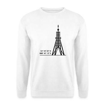 Cuxhaven Kugelbake Nordsee Seezeichen Hafen Segeln - Unisex Pullover - Weiß - Vorne - Alina (178cm) & Michal (187cm)