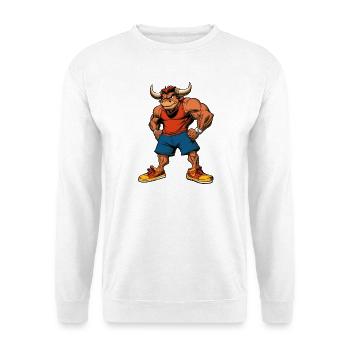 Trainer Stier - Unisex Pullover - Weiß - Vorne - Alina (178cm) & Michal (187cm)