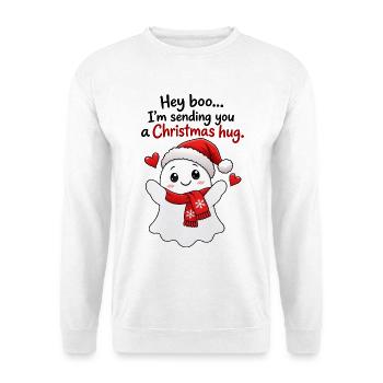 Niedlicher Weihnachtsgeist Boo Humor - Unisex Pullover - Weiß - Vorne - Alina (178cm) & Michal (187cm)