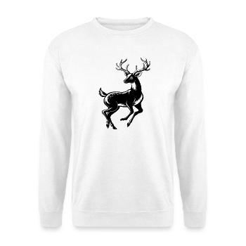 Weißwedelhirsch-Springen - Unisex Pullover - Weiß - Vorne - Alina (178cm) & Michal (187cm)