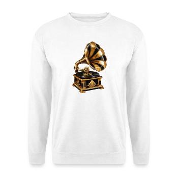 Goldene Grammophon-Retro-Vintage - Unisex Pullover - Weiß - Vorne - Alina (178cm) & Michal (187cm)