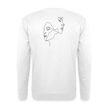 ONE LINE - Frauen Gesichter - Unisex Pullover - Weiß - Hinten - Michal (187cm)