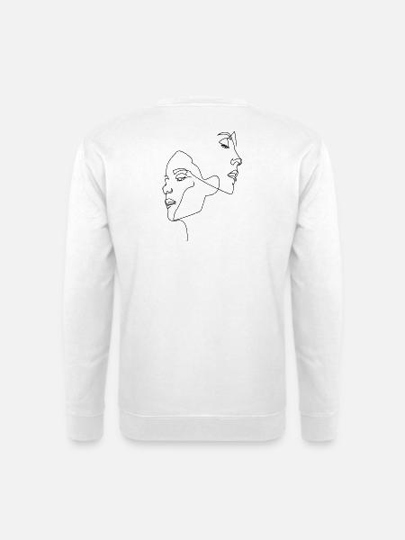 ONE LINE - Frauen Gesichter - Unisex Pullover - Weiß