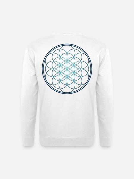 Blume des Lebens Blau - Unisex Pullover - Weiß