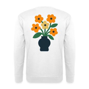 Blumenvase - Unisex Pullover - Weiß - Hinten - Michal (187cm)
