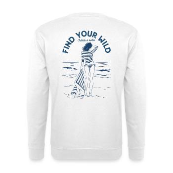 Finde deine Silhouette des wilden Strandes - Unisex Pullover - Weiß - Hinten - Michal (187cm)