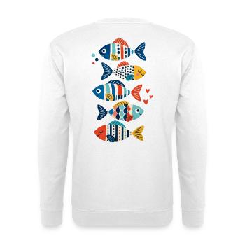 Bunte Fische mit Meeresmotiven - Unisex Pullover - Weiß - Hinten - Michal (187cm)