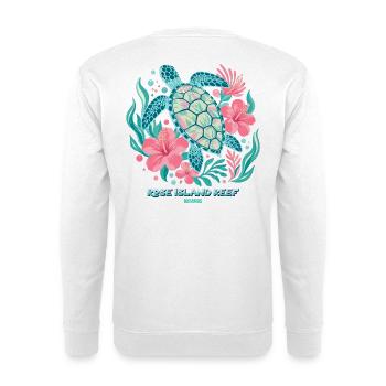Pink Reef Islands-Schildkröte auf den Bahamas - Unisex Pullover - Weiß - Hinten - Michal (187cm)