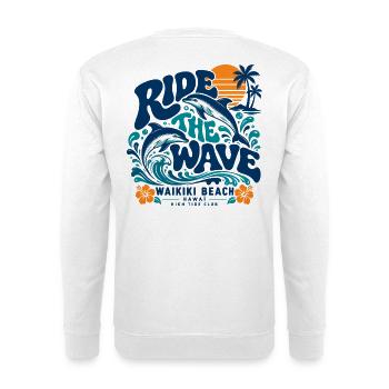 Die Waikiki-Welle surfen - Unisex Pullover - Weiß - Hinten - Michal (187cm)