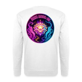 REIKI-MODUS: AN - Unisex Pullover - Weiß - Hinten - Michal (187cm)