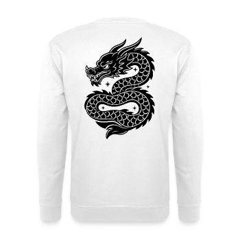 Linienzeichnung des himmlischen chinesischen Drachens - Unisex Pullover - Weiß - Hinten - Michal (187cm)