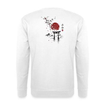 Sakura Torii am roten Mond - Unisex Pullover - Weiß - Hinten - Michal (187cm)