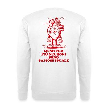 Je weniger Ego, desto mehr Neuronen sind sapiosexuell - Unisex Pullover - Weiß - Hinten - Michal (187cm)
