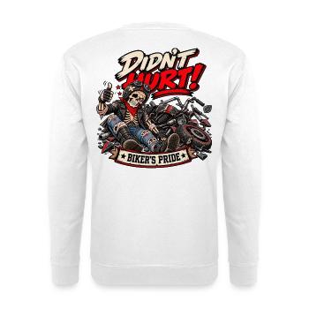 Nicht mal schlecht, Biker-Stolz. Biker-Humor - Unisex Pullover - Weiß - Hinten - Michal (187cm)