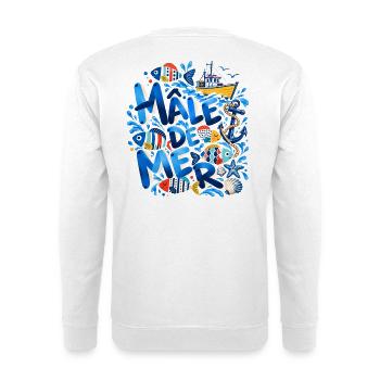 Männlicher Sea Nautical Illustrated Ocean Blue - Unisex Pullover - Weiß - Hinten - Michal (187cm)