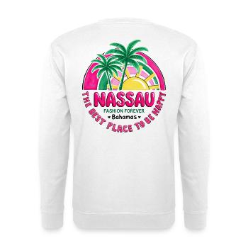 Nassau Palm Sonnenuntergangsmode für immer - Unisex Pullover - Weiß - Hinten - Michal (187cm)