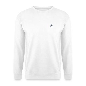 Ente Outline bestickt - Unisex Pullover - Weiß - Vorne - Alina (178cm) & Michal (187cm)