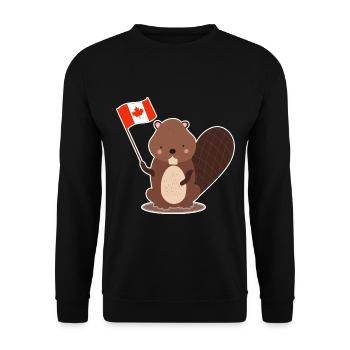 Pfiffiger Biber Flussdamm Naturschutz - Unisex Pullover - Schwarz - Vorne - Alina (178cm) & Michal (187cm)